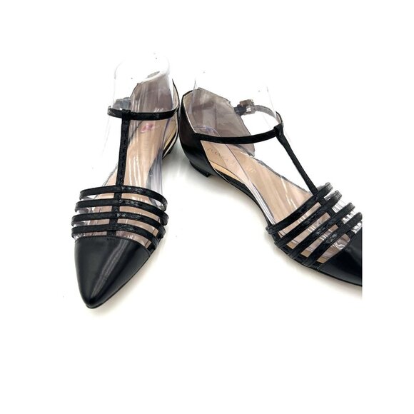 Ivanka Trump Shoes Women's Size 6.5M Leather T-Strap Black Flats Classic - Picture 2 of 13